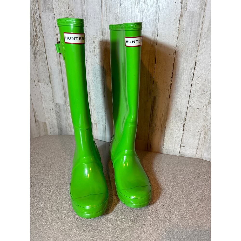 Hunter Kelly Green Gloss Tall Rain Boots‎ Size 4M/5F
